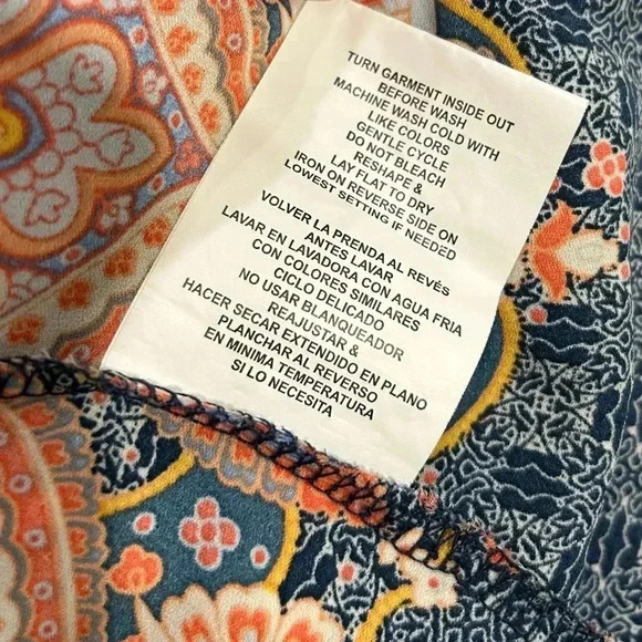 Hint of Mint 3/4 Sleeve Navy Paisley Tunic Top Flowy Boho Hippie Dress Size XL - Picture 6 of 7